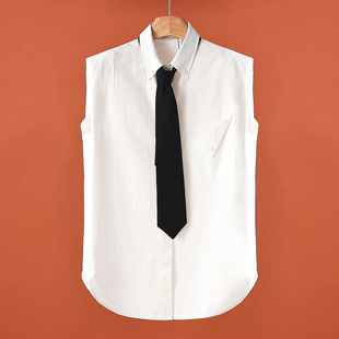垫肩衬衫 699西湖阁老 翻边袋中长无袖 夏装 868弜 栖