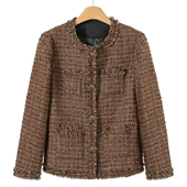 冬装 当季 流苏毛条复古港味含羊毛小香风羽绒服051 俪 西湖阁老