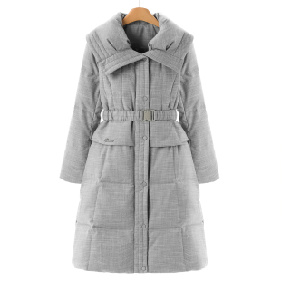 翻领配腰带长款 鹅绒服 之H风 25冬装 羽绒服788 博