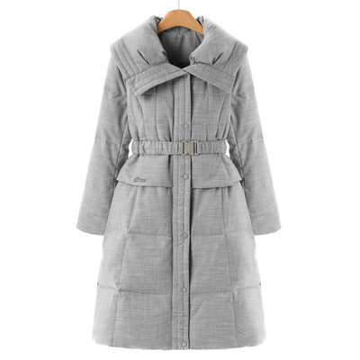 鹅绒服【博】25冬装  之H风 翻领配腰带长款羽绒服788