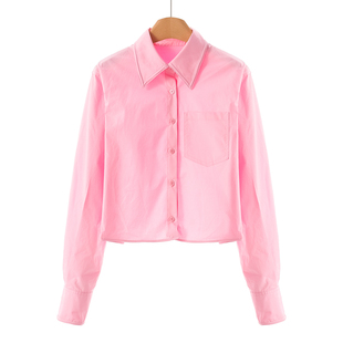 衬衫 春装 全棉翻领单排扣扭扭乐短款 551 绍 499西湖阁老