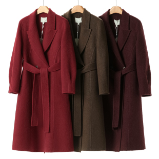 冬装 兹 绵羊毛A字摆系腰带双面呢大衣252 8%山羊绒 2599
