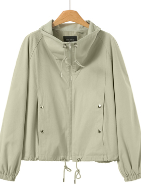 799 17%莱赛尔【序】春装 棉质休闲风翻领宽松短款外套022