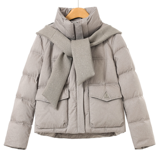 脱卸亮片连帽插肩袖 过西湖阁老 冬装 当季 立领短羽绒服809 寇