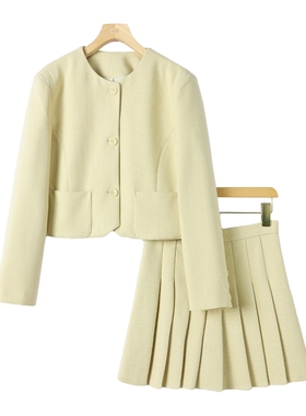 西湖阁老【瑾】春季 圆领外套+防走光短裙 小香风套装3230