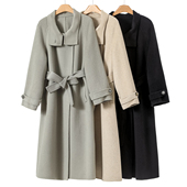 系腰带开叉绵羊毛双面呢长毛大衣106 冬装 8%山羊绒 南油