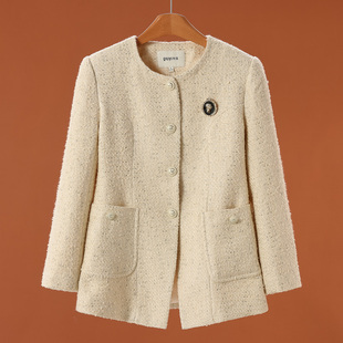 小香风带亮丝含羊毛圆领外套105 冬装 1299西湖阁老 熠