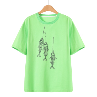 罗纹圆领直筒中长刺绣全棉T恤039 春装 269西湖阁老 氐