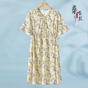 92%桑蚕丝 花边V领喇叭袖 绘 法式 可收腰连衣裙300弜 夏装 3999