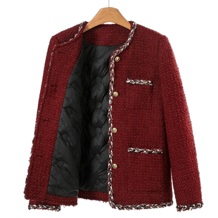 编织麻花纹含羊毛多口袋小香风羽绒服579 冬装 西湖阁老 俪