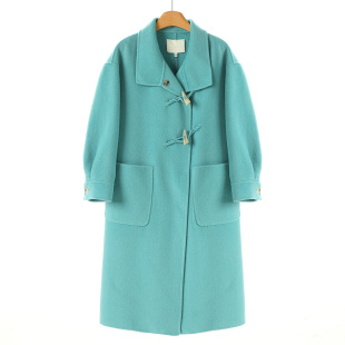 直筒过膝牛角扣双面呢长毛大衣681 冬季 2199西湖阁老 栖