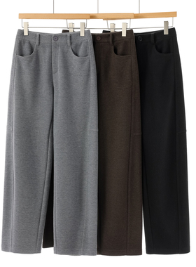 西湖阁老【都SML】春装 垂感含绵羊毛拼接阔腿裤220