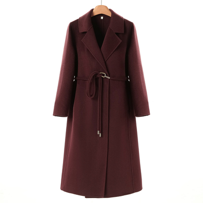 西湖阁老【妃】冬装*绍 暗扣系腰带西装领双面呢长毛大衣856