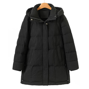 连帽立领肌理感小众中长款 西湖阁老 绍 冬装 羽绒服613 歌Z