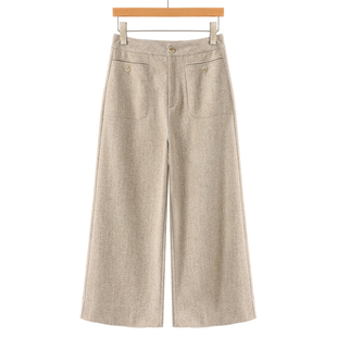 八分裤 西湖阁老 拼接竖插袋含绵羊毛阔腿裤 冬装 818 都SML