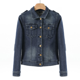 纯色单排扣修身 西湖阁老 绍 春装 气质简约牛仔外套007