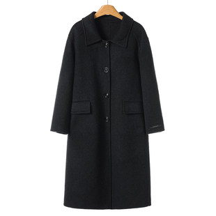 直筒韩系过膝方领双面呢长毛大衣001 冬装 100超细澳洲羊毛 涵