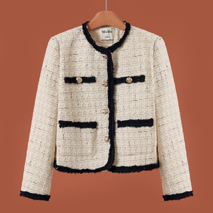 格纹带垫肩小香风撞色外套060 春装 839西湖阁老 兰