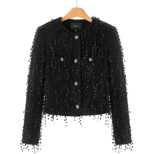 冬装 莫Y 流苏垫肩小香风毛呢外套263 69%绵羊毛 999