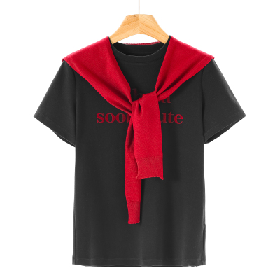 359 47.5%粘纤【HO】春夏 脱卸针织披肩字母T恤035