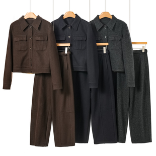 冬装 当季 显高挑外套 松紧镰刀裤 530 稀有套装 两件套装 葛