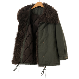 鹅绒服 冬装 托斯卡纳皮毛一体领可拆中长款 派克羽绒服062 韦