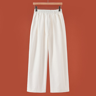 绍 489西湖阁老 采 春装 073 松紧腰纯色宽松棉质直筒裤
