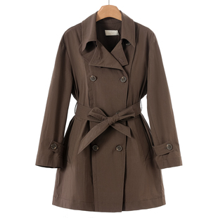 春装 栖 双排扣系腰带开叉风衣外套212 30%锦纶 899