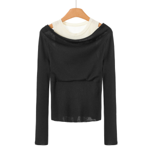 针织衫 539西湖阁老 含桑蚕丝拼接假两件修身 春装 383 熠