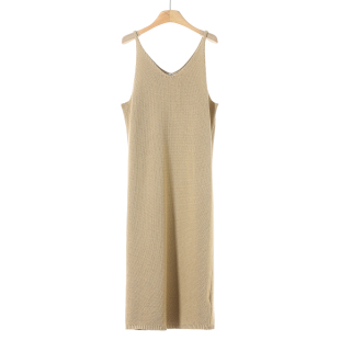 棉棉纱纯色针织吊带直筒连衣裙379 韩货春季 西湖阁老