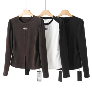 冬季 莫Y 内磨绒开叉收腰带垫肩T恤262 44%粘纤 132