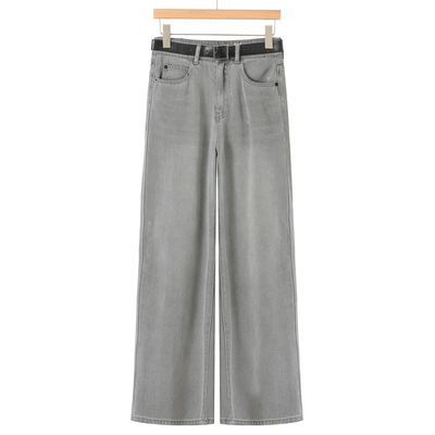 469 66%莱赛尔【兰】春装 垂坠感显高挑腰带直筒牛仔裤051