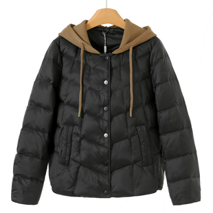 绍 冬装 针织连帽带抽绳简约休闲压线羽绒服602 歌Z 西湖阁老