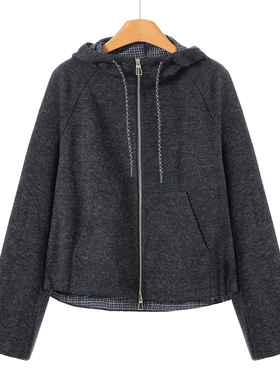 479西湖阁老【薇】春装 *绍 连帽带抽绳拼色含粘纤短款外套303