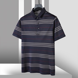 夏装 1298男装 冰 11%桑蚕丝 POLO领条纹T恤613 88%醋纤