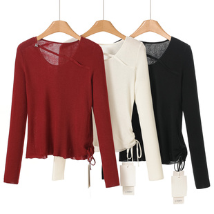 33%巴素兰羊毛 毛针织衫 熠 韩系纯色抽绳款 385 春装 469