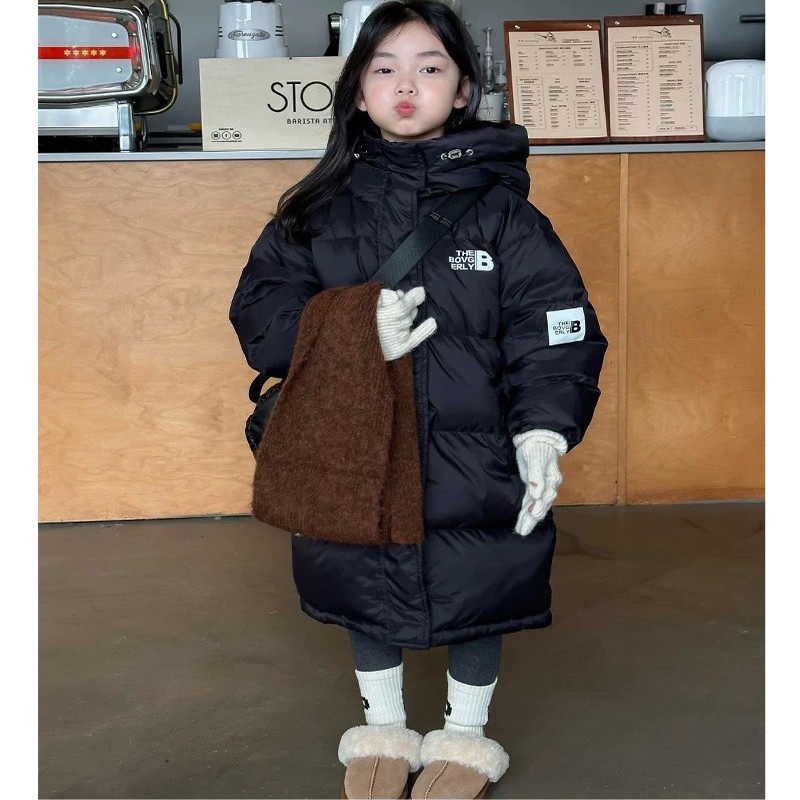 2024新款儿童羽绒服中长款女童过膝外套保暖白鸭绒加厚中小童冬季