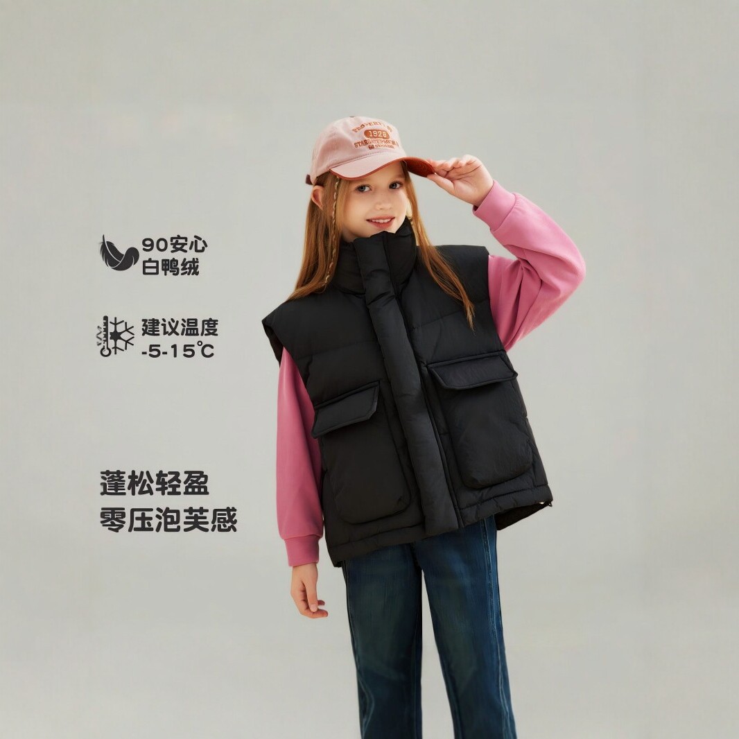 儿童羽绒马甲女童秋冬新款白鸭绒