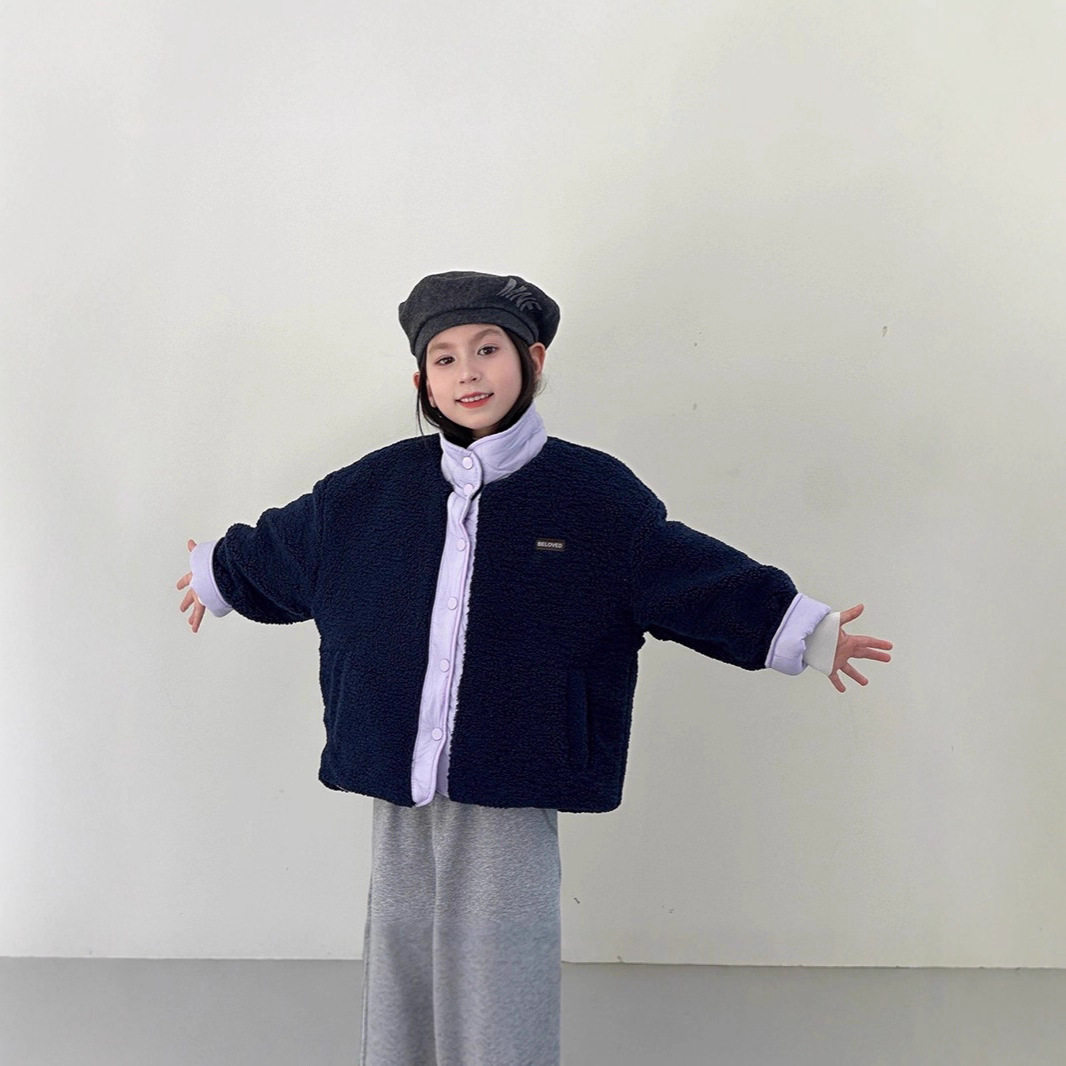秋冬装女童两面穿棉袄2026新款儿