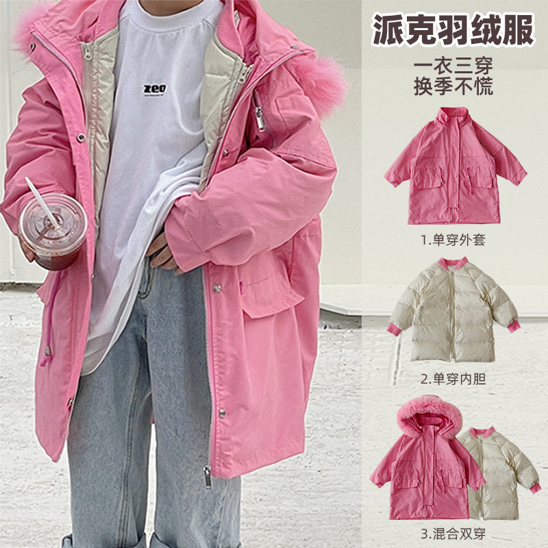 新款加厚大毛领派克服羽绒服一衣