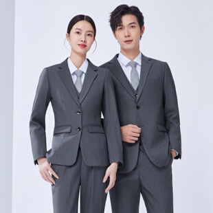 男女我爱我家灰色西装套装商务正装职业房地产物业工装工作服西服