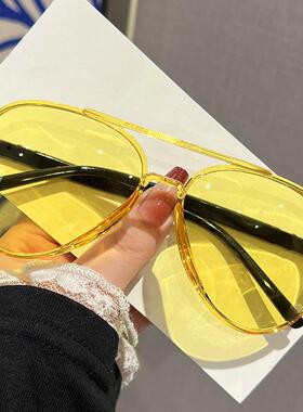 新款飞行员双梁太阳镜欧美跨境女高级感男士蛤蟆墨镜3026眼镜