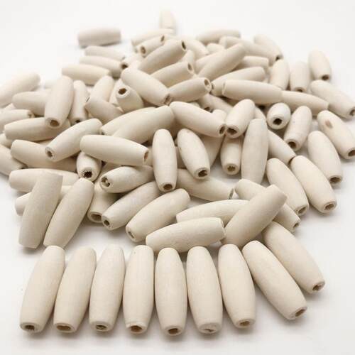 跨境 原木色米珠 长珠 椭圆形木珠 白胚23*8mm15*7mmDIY 饰品