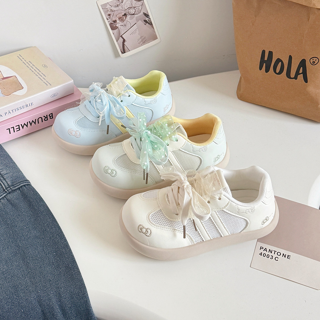 女童鞋子春夏款2026新款中大童透气网面休闲运动鞋学生软底小白鞋