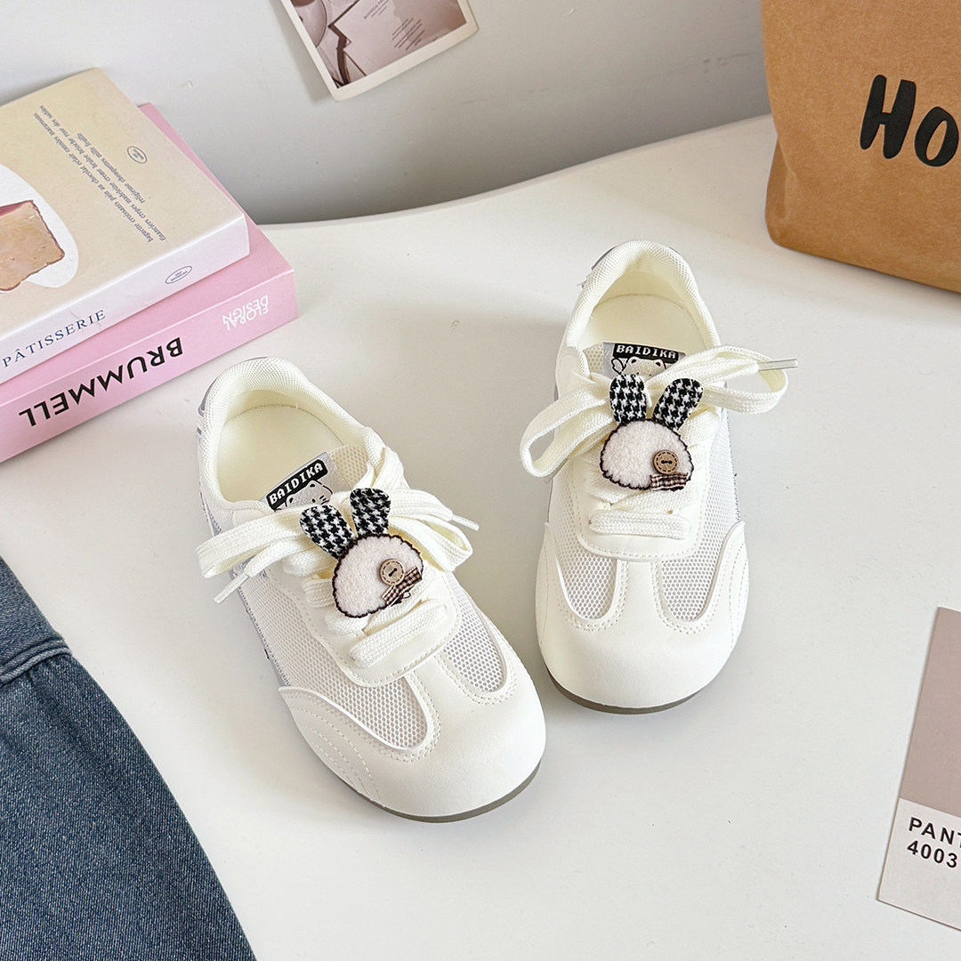 女童鞋子春夏季2026新款百搭中大童透气网面运动休闲鞋软底小白鞋