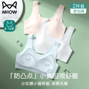 薄款 猫人少女内衣二阶段发育期女生夏季 固定杯文胸无痕透气防凸点
