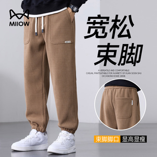 2025新款 冬季 卡其色防风保暖外裤 猫人男士 宽松休闲裤 外裤 男款 美式