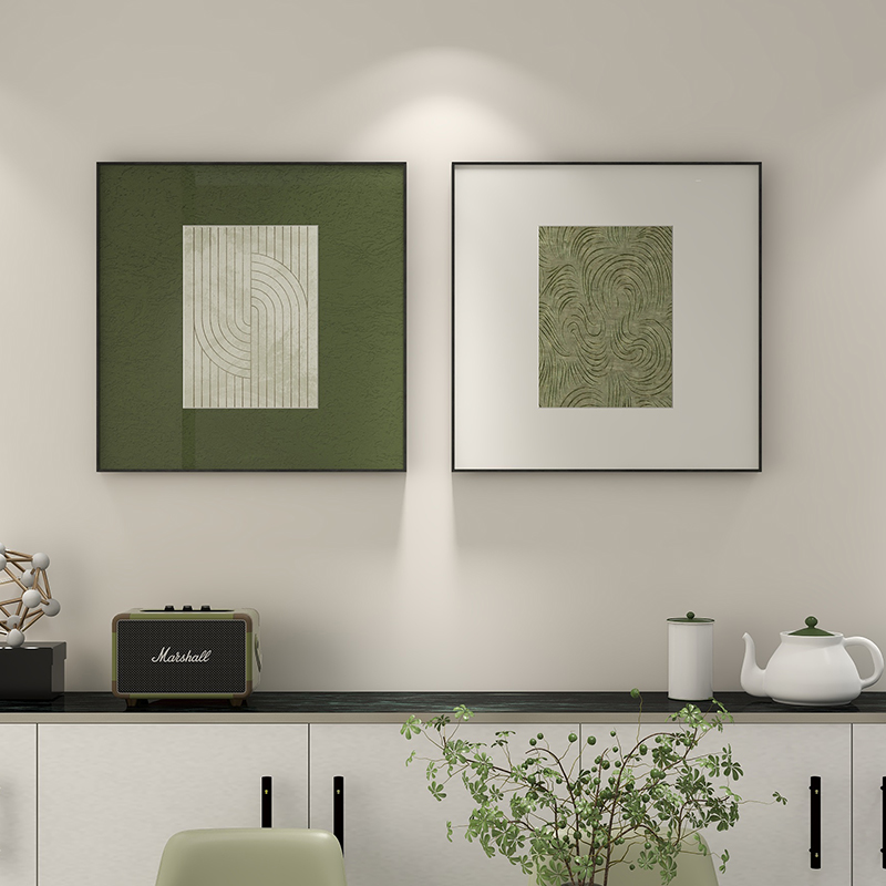 餐厅装饰画轻奢高级感绿色餐桌客厅沙发背景墙壁卧室2025新款挂画