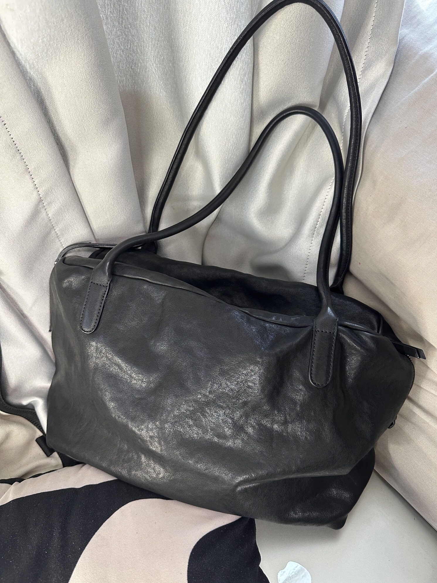 独行野兽头层洗水植鞣牛皮真皮大托特包新款时尚潮流电脑包公文包