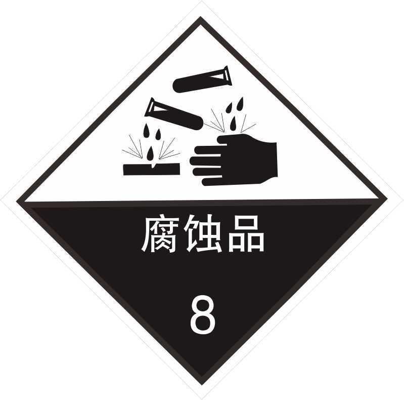 安全生产标志标识警示牌|运输用危险化学品标贴 8类腐蚀品g015